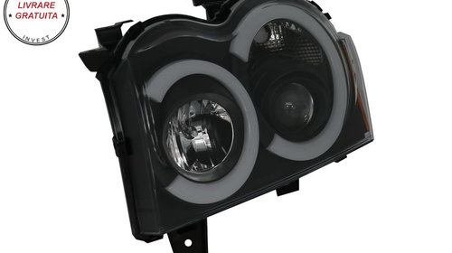 Faruri Angel Eyes TUB LED Jeep Grand Cherokee WK (2005-2008) Negru