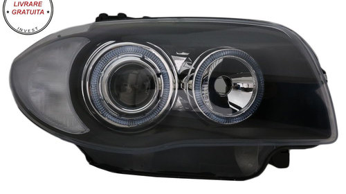 Faruri BMW Seria 1 E81 E82 E87 E88 (2004-2011) Angel Eyes Negru