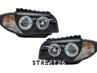 Faruri CCFL Angel Eyes compatibil cu BMW Seria 1 E81 E82 E87 E88 (2004-2011) Negru