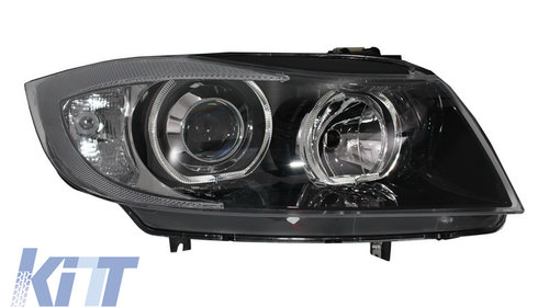 Faruri compatibil cu BMW 3 Series E90 E91 (2005-2008) Angel Eyes Negru