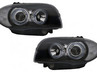 Faruri compatibil cu BMW Seria 1 E81 E82 E87 E88 (2004-2011) Angel Eyes Negru SWB14DB