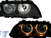 Faruri compatibil cu BMW Seria 3 E46 Limousine Touring (05.1998-08.2001) Angel Eyes Negru SWB02ADB SAN35257