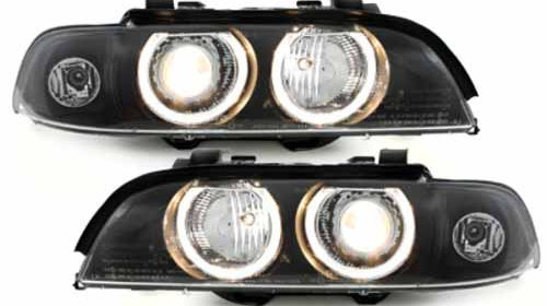 Faruri compatibil cu BMW Seria 5 E39 (09.1995-06.2003) Angel Eyes H7/H7 Negru