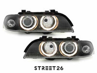 Faruri compatibil cu BMW Seria 5 E39 (09.1995-06.2003) Angel Eyes D2S/H7 Negru