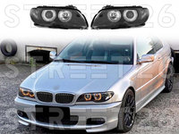 Faruri Compatibile Cu BMW Seria 3 E46 03-06 Coupe Cabrio Angel Eyes Negru