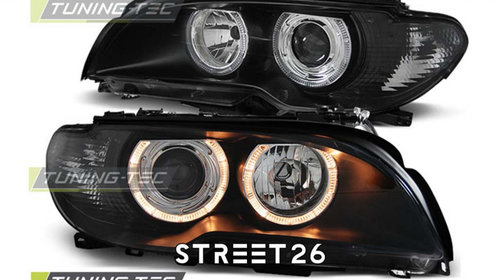 Faruri Compatibile Cu BMW Seria 3 E46 03-06 Coupe Cabrio Angel Eyes Negru