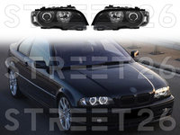 Faruri Compatibile Cu BMW Seria 3 E46 99-03 Coupe Cabrio Angel Eyes Negru