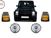 Faruri Crom si Lampi Semnalizare LED Mercedes G-Class W463 (1989-2012) Bi-Xenon Lo- livrare gratuita