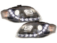 Faruri D-LITE compatibil cu AUDI A4 B7 echipate cu lumina de zi LED negru-