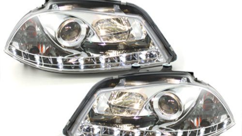 Faruri D-LITE compatibil cu SEAT Ibiza 6L 03-08echipate cu lumina de zi LEDchrom