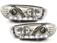 Faruri D-LITE compatibil cu VW Scirocco III echipate cu lumina de zi LED crom