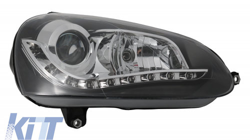 Faruri DAYLINE LED DRL compatibil cu VW Golf V 5 Jetta 5 (2003-2009) Negru