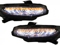 Faruri Full LED Semnalizare Dinamica Tuning Honda Civic 10 2015 2016 2017 2018 2019 2020 HLHOCIFK