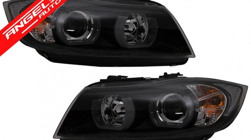 Faruri Halogen U-Led 3D BMW Seria 3 E90 E91 (03.2005-08.2008) Black