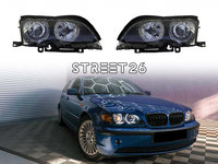 Faruri LED Angel Eyes compatibil cu BMW Seria 3 E46 (09.2001-03.2005) Negru