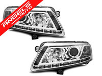 Faruri LED Audi A6 C6 2004-2008 DRL Crom