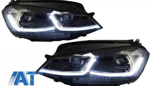 Faruri LED Bi-Xenon Look compatibil cu VW Golf 7 VII (2012-2017) Facelift G7.5 R Line Design cu Semnal Dinamic