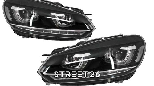 Faruri LED Compatibil Cu VW Golf 6 VI (2008-2013) Design Golf 7 3D U Design Semnal LED Dinamic