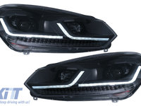Faruri LED compatibil cu VW Golf 6 VI (2008-2013) Facelift G7.5 Design Negru Semnalizare Secventiala LHD