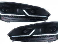 Faruri LED compatibil cu VW Golf 6 VI (2008-2013) Facelift G7.5 Design Negru Semnalizare Secventiala LHD Tuning Volkswagen VW Golf 6 2008 2009 2010 2011 2012 2013 2014 2015 HLVWG6FB