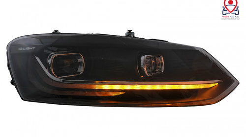 Faruri LED compatibil cu VW Polo 6R 6C (2010-2017) Semnalizare Dinamica Tuning Volkswagen VW Polo 5 6R 2009 2010 2011 2012 2013 2014 2015 HLVWPOMK6S