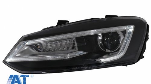 Faruri LED compatibil cu VW Polo MK5 6R 6C 61 (2011-2017) RHD Devil Eye Look