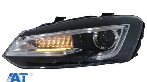 Faruri LED compatibil cu VW Polo MK5 6R 6C 61 (2011-2017) RHD Devil Eye Look