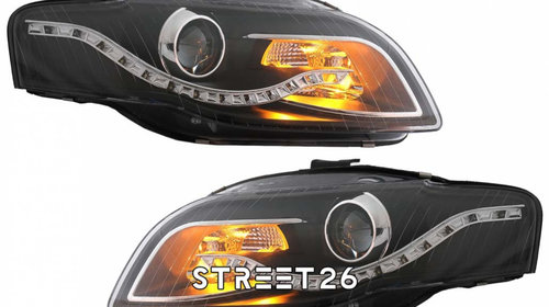 Faruri LED DRL Compatibil Cu Audi A4 B7 (2004-2008) DAYLIGHT Negru