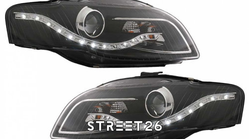 Faruri LED DRL Compatibil Cu Audi A4 B7 (2004-2008) DAYLIGHT Negru