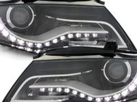 Faruri LED DRL compatibil cu Audi A4 B8 8K (04.2008-2011) cu Lumini de zi Integrate Negru SWA16DLGXB SAN34449