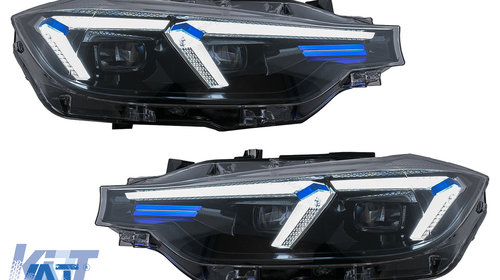 Faruri LED DRL compatibil cu BMW 3 Series F30 F31 Sedan Touring (10.2011-05.2015) Upgrade la G20 2024 Design pentru Halogen