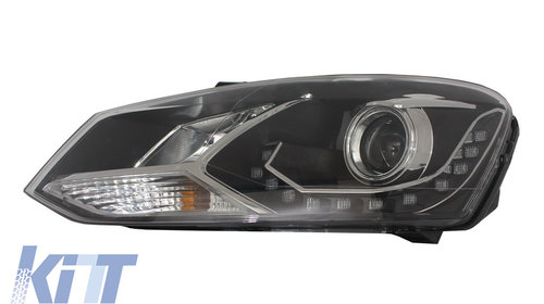 Faruri LED DRL Lumini de zi Optic Dayline compatibil cu VW Polo 6R Negre