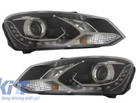 Faruri LED DRL Lumini de zi Optic Dayline compatibil cu VW Polo 6R Negre