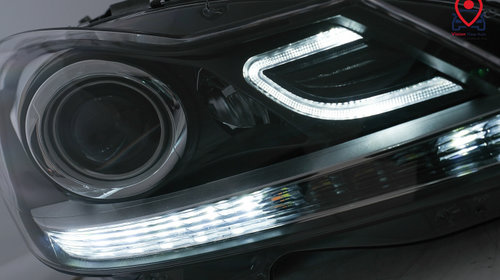 Faruri LED DRL Negru Semnal Dinamic Tuning Mercedes-Benz C-Class W204/S204 2007 2008 2009 2010 2011 2012 HLMBW204LD