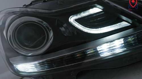 Faruri LED DRL Negru Semnal Dinamic Tuning Mercedes-Benz C-Class W204/S204 2007 2008 2009 2010 2011 2012 HLMBW204LD