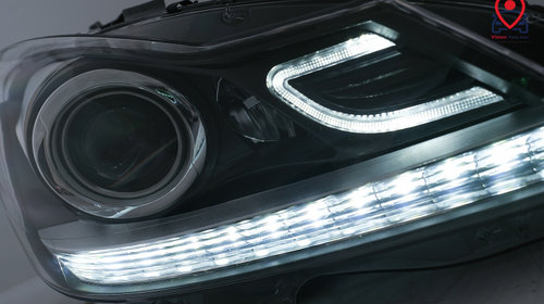 Faruri LED DRL Negru Semnal Dinamic Tuning Mercedes-Benz C-Class W204/S204 2007 2008 2009 2010 2011 2012 HLMBW204LD