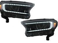 Faruri LED Light Bar compatibil cu Ford Ranger (2015-2020) LHD Negru cu Semnal Dinamic