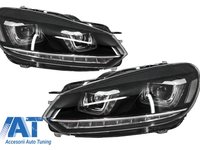 Faruri LED RHD compatibil cu VW Golf 6 VI (2008-up) Design Golf 7 3D U Design Semnal LED Dinamic