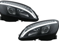 Faruri LED Tube Light compatibil cu Mercedes C-Class W204 S204 (2007-2010) Negru cu Semnal Dinamic