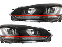 Faruri LED U Design With Red Strip GTI Semnal LED Dinamic Tuning Volkswagen VW Golf 6 2008 2009 2010 2011 2012 2013 2014 2015 HLVWG6UR