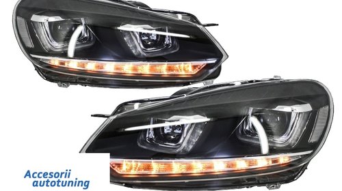 Faruri LED Volkswagen VW Golf 6 VI (2008-up) Design Golf 7 3D U Design Semnal LED Dinamic