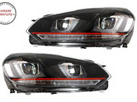 Faruri LED VW Golf 6 VI (2008-2012) Golf 7 U Design With Red Strip GTI Semnal LED - livrare gratuita