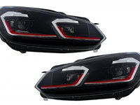 Faruri LED VW Golf 6 VI 2008-2013 Facelift G7.5 GTI Design Rosu Semnalizare Secventiala