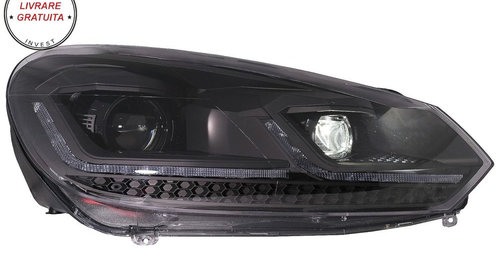 Faruri LED VW Golf 6 VI (2008-2013) Facelift G7.5 Design Negru Semnalizare Secvent
