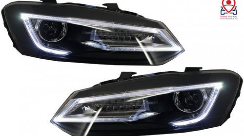 Faruri LED XENON HID compatibil cu VW Polo 6R / 6C / 61 (2011-2017) Devil Eye Look Tuning Volkswagen VW Polo 5 6R 2009 2010 2011 2012 2013 2014 2015 HLVWPOMK6