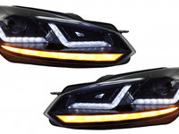 Faruri Osram LED compatibil cu VW Golf 6 VI (2008-2012) Black LEDriving Semnal Dinamic Tuning Volkswagen VW Golf 6 2008 2009 2010 2011 2012 2013 2014 2015 LEDHL102-BK