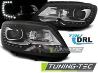 Faruri TRUE DRL BLACK compatibila VW TOURAN II 08.10-15