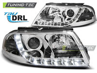 Faruri TRUE DRL Crom look compatibila VW PASSAT 3BG 09.00-03.05