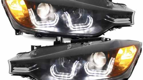 Faruri U-LED Bar compatibil cu BMW Seria 3 F30 F31 (10.2011-05.2015) Xenon Look Negru
