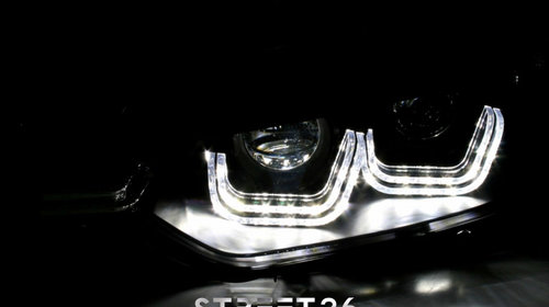 Faruri U-LED Bar compatibil cu BMW Seria 3 F30 F31 (10.2011-05.2015) Xenon Look Negru